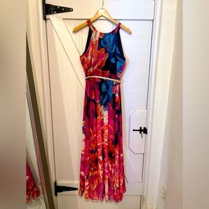 INC Floral Dress with Gold Belt